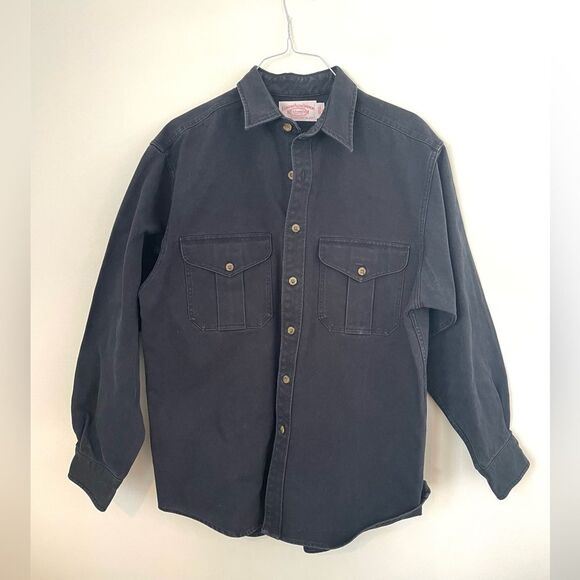 Vintage CC Filson Alaskan Guide Shirt Dark Grey charcoal Twill Mens Sz L - Picture 10 of 13